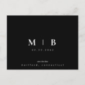 Eenvoudig en stijlvol B/W-Monogram bespaart de dat Aankondigingskaart (Voorkant)