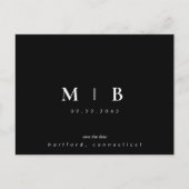 Eenvoudig en stijlvol B/W-monogram waarop u de dat Aankondigingskaart (Voorkant)