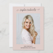 Eenvoudig en stijlvol | Blush roze foto Afstuderen Aankondiging (Voorkant)