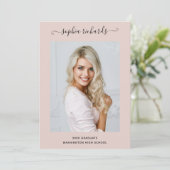 Eenvoudig en stijlvol | Blush roze foto Afstuderen Aankondiging (Staand voorkant)