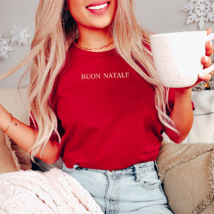 Eenvoudig en Stijlvol Buon Natale Italiaanse Ker T-shirt