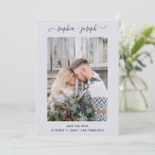 Eenvoudig en Stijlvol | Foto Minimaal Lichtblauw Save The Date (Staand voorkant)