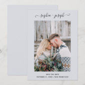 Eenvoudig en Stijlvol | Foto Minimaal Lichtblauw Save The Date (Voorkant / Achterkant)