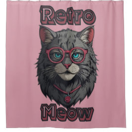 Eenvoudig en stijlvol grijs Cat Art Design Douchegordijn