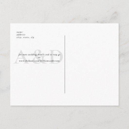 Eenvoudig en stijlvol huwelijk met moderne B/W spa Briefkaart (Achterkant)