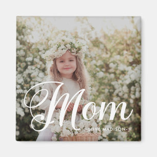 Eenvoudig en stijlvol Mom Script Photo Keepsake Magneet