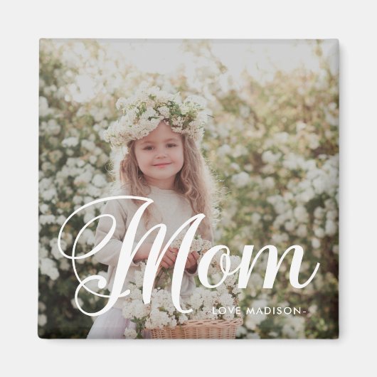 Eenvoudig en stijlvol Mom Script Photo Keepsake Magneet (Voorkant)
