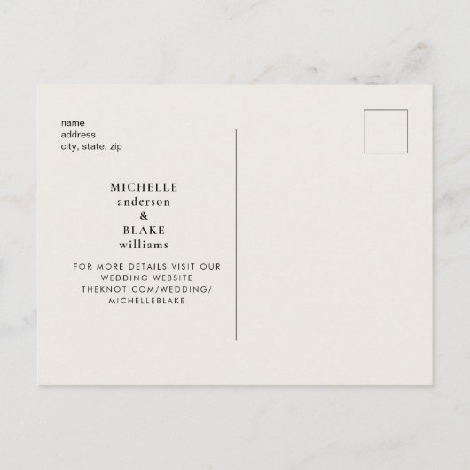 Eenvoudig en stijlvol Monogram beige Save the Date Aankondigingskaart (Achterkant)