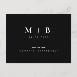 Eenvoudig en stijlvol monogram huwelijk Bespaar de Briefkaart