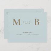 Eenvoudig en stijlvol Monogram Icy Blue, sla de da Briefkaart (Voorkant / Achterkant)