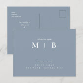 Eenvoudig en stijlvol monogram Stustblauw Verander Aankondigingskaart (Voorkant / Achterkant)