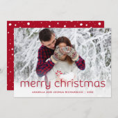 Eenvoudig en vun rood | kerstfoto Merry Feestdagenkaart (Voorkant / Achterkant)