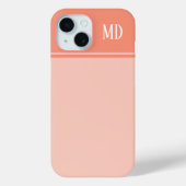 Eenvoudig en zalmroze gestreept monogram Case-Mate iPhone case (Achterkant)