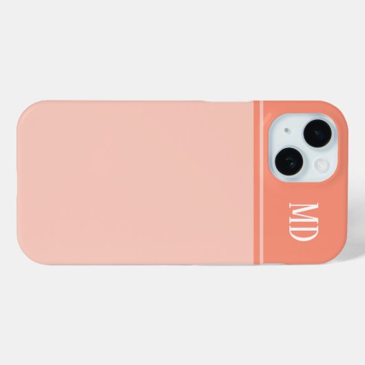 Eenvoudig en zalmroze gestreept monogram Case-Mate iPhone case (Achterkant (horizontaal))