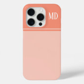 Eenvoudig en  zalmroze gestreept monogram Case-Mate iPhone case (Achterkant)