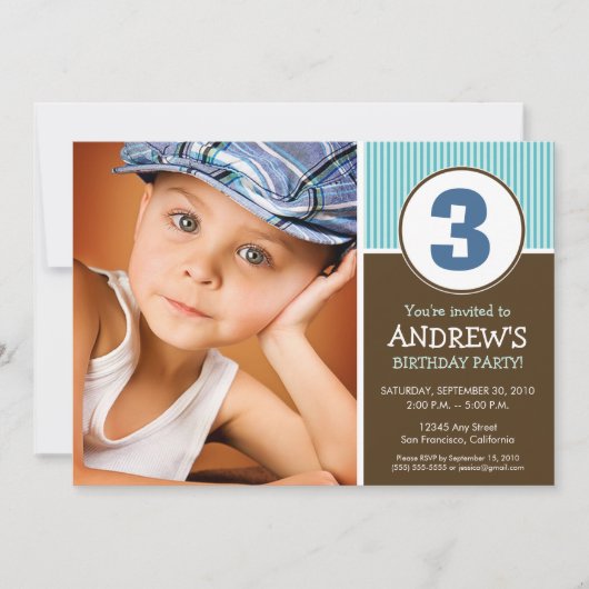 Eenvoudig en zoet chocolade/blauw Birthday Invite Kaart (Voorkant)