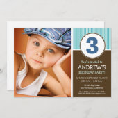 Eenvoudig en zoet chocolade/blauw Birthday Invite Kaart (Voorkant / Achterkant)