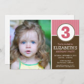 Eenvoudig en zoet chocolade/roze verjaardag uitnod kaart (Voorkant / Achterkant)