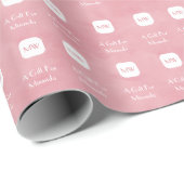 Eenvoudig en zwart-wit roze monogram met naam cadeaupapier (Rol Hoek)