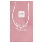 Eenvoudig en zwart-wit roze monogram met naam klein cadeauzakje (Voorkant)