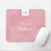 Eenvoudig en zwart-wit roze monogram met naam muismat (Met muis)