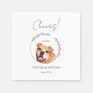 Eenvoudig Engels Bulldog hond bruiloft cocktail Servet