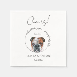 Eenvoudig Engels Bulldog hond bruiloft cocktail Servet