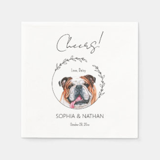 Eenvoudig Engels Bulldog hond bruiloft cocktail Servet