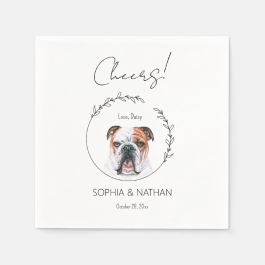 Eenvoudig Engels Bulldog hond bruiloft cocktail Servet (Voorkant)