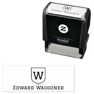 Eenvoudig enkelvoudig initiaal monogram in kam met zelfinktende stempel