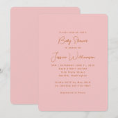 Eenvoudig esthetisch modern pasteelroze Baby showe Kaart (Voorkant / Achterkant)