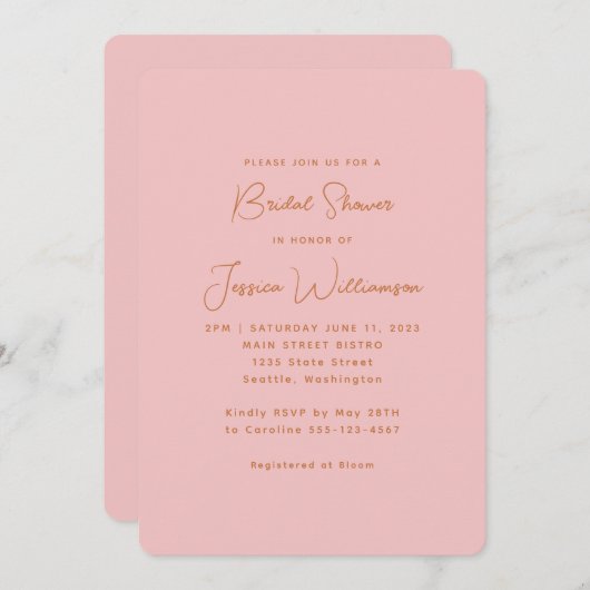 Eenvoudig esthetisch modern pasteelroze Vrijgezell Kaart (Voorkant / Achterkant)