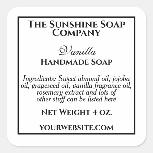 Eenvoudig etiket voor witte en zwarte zeep-cosmeti (Voorkant)