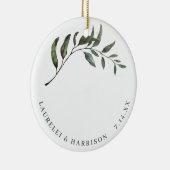 Eenvoudig Eucalyptus Botanical Weddenschap Keramisch Ornament (Rechts)
