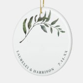 Eenvoudig Eucalyptus Botanical Weddenschap Keramisch Ornament (Links)