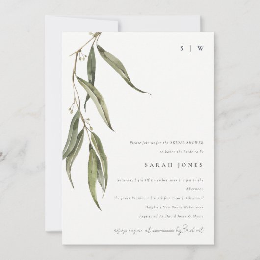 Eenvoudig eucalyptus botanisch Vrijgezellenfeest Kaart (Voorkant)