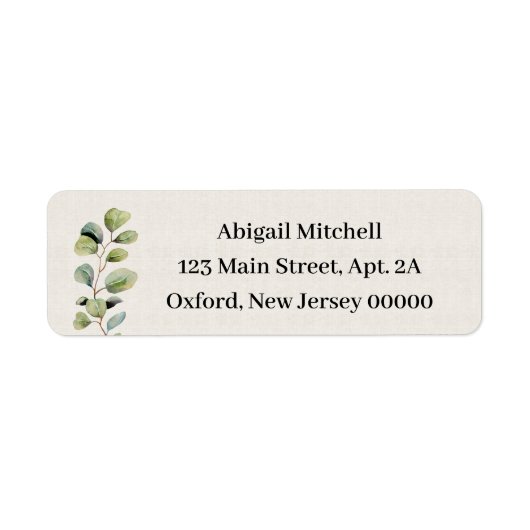 Eenvoudig Eucalyptus Branch Return-adreslabel Etiket (Voorkant)