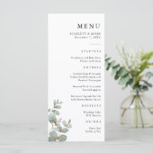 Eenvoudig Eucalyptus Bruiloftsmenu Menu (Staand voorkant)