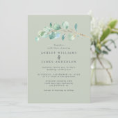 Eenvoudig Eucalyptus Foliage Pastel Green Wedding Kaart (Staand voorkant)