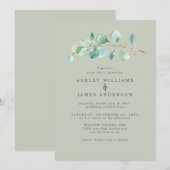 Eenvoudig Eucalyptus Foliage Pastel Green Wedding Kaart (Voorkant / Achterkant)