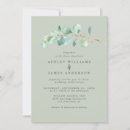 Eenvoudig Eucalyptus Foliage Pastel Green Wedding Kaart