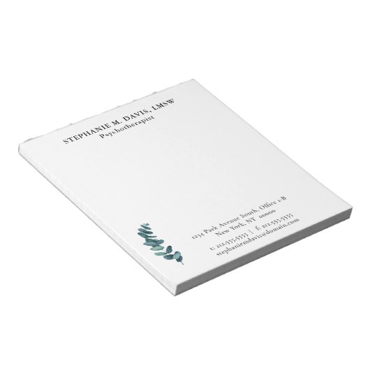 Eenvoudig eucalyptus gepersonaliseerd therapeutisc notitieblok (Schuin)