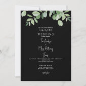 Eenvoudig Eucalyptus Greenery Black Wedding Kaart (Voorkant)