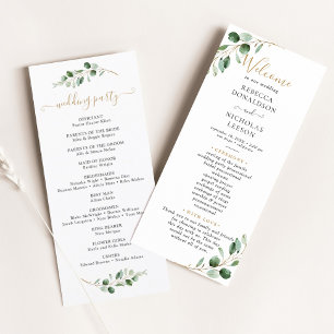 Eenvoudig Eucalyptus Greenery Ceremony-programma Menu