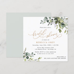 Eenvoudig Eucalyptus Greenery Gold Vrijgezellenfee Kaart