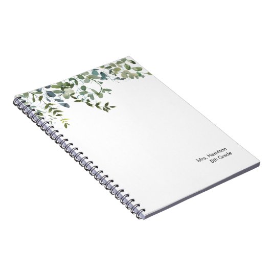 Eenvoudig Eucalyptus Greenery Teacher Gift Notitie Notitieboek (Rechterzijde)
