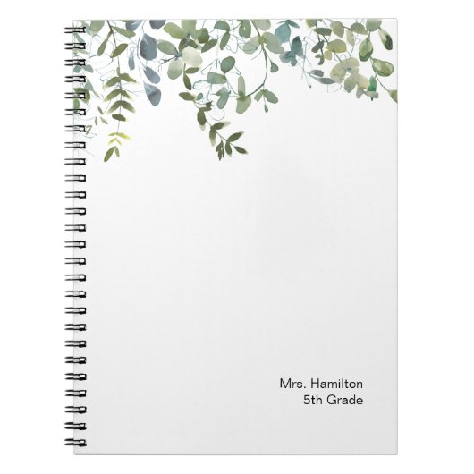 Eenvoudig Eucalyptus Greenery Teacher Gift Notitie Notitieboek (Voorkant)