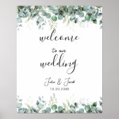 Eenvoudig Eucalyptus Greenery Weddenschap Welkom Poster (Voorkant)