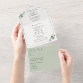 Eenvoudig Eucalyptus Greenery Wedding All In One Uitnodiging (Afscheurbaar)