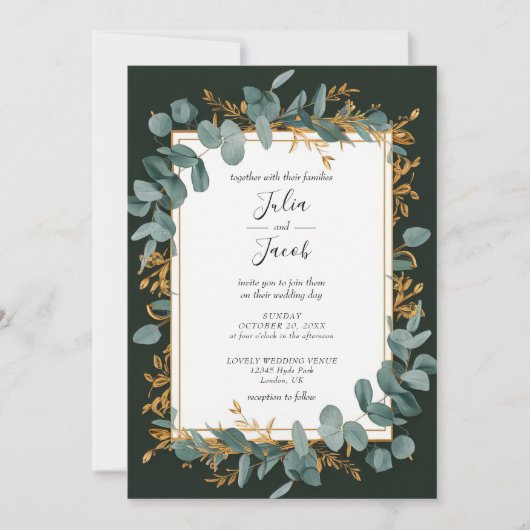 Eenvoudig Eucalyptus Greenery Wedding Kaart (Voorkant)